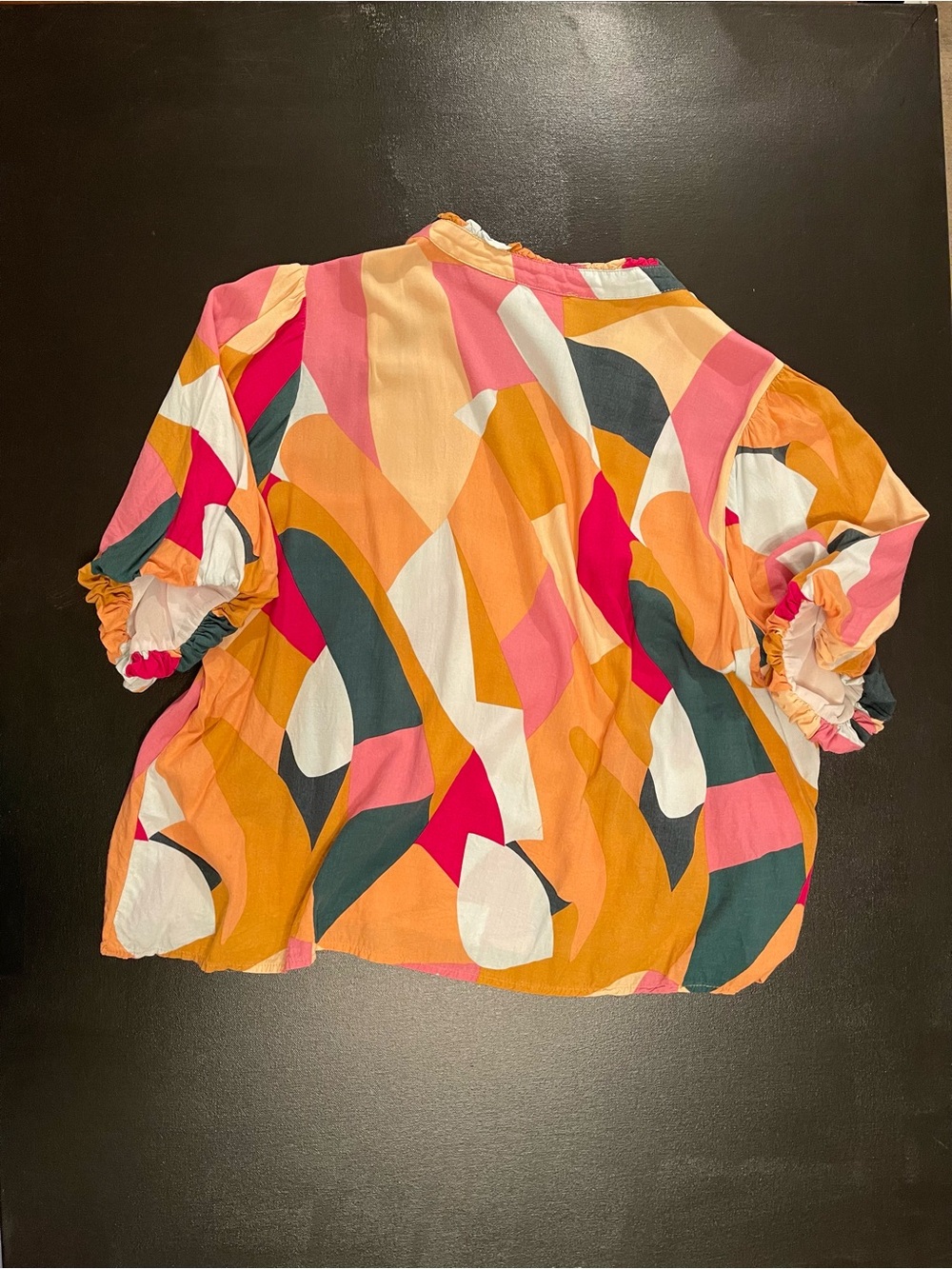 THML Multi-Color Geometric V-Neck Babydoll Top - Picture 2 of 3